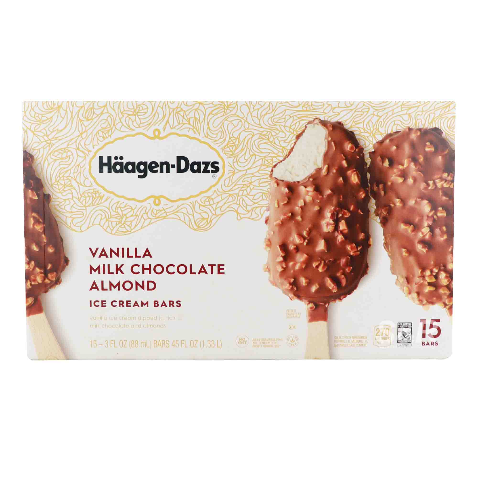 Haagen-Dazs Vanilla Milk Chocolate Almond Ice Cream Bars 15pcs